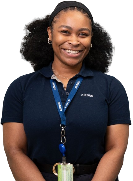cut out of woman smiling at the camera