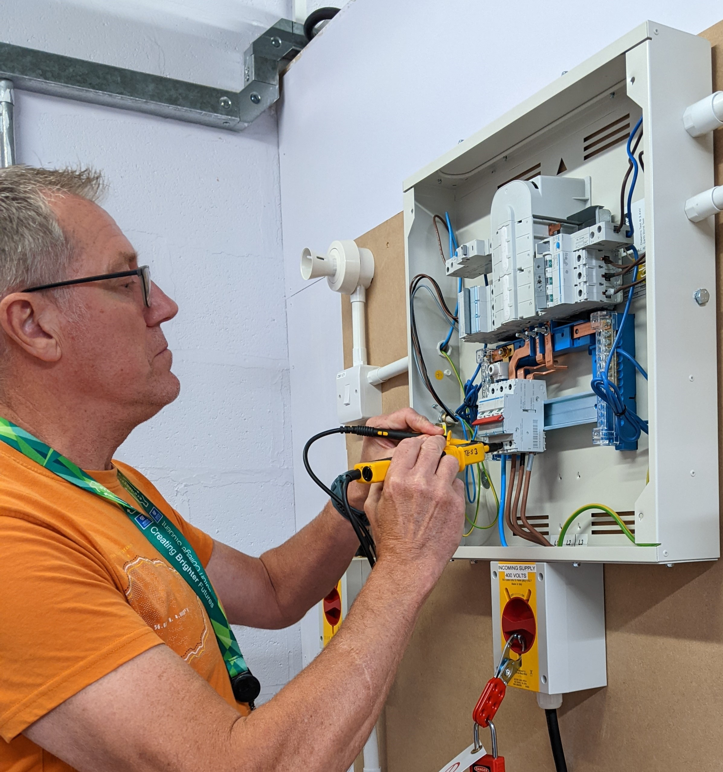 Gary working on an electrical board