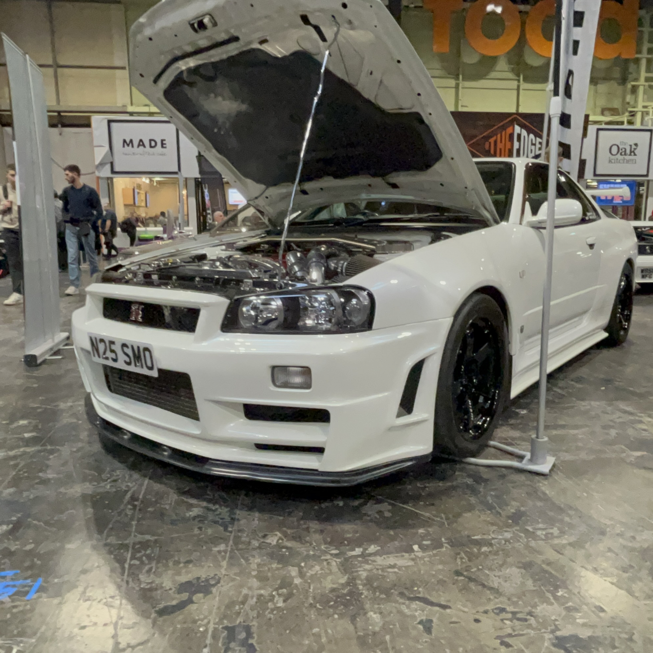 Car with hood open