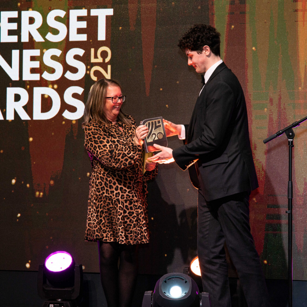 Jack receiving his award on stage