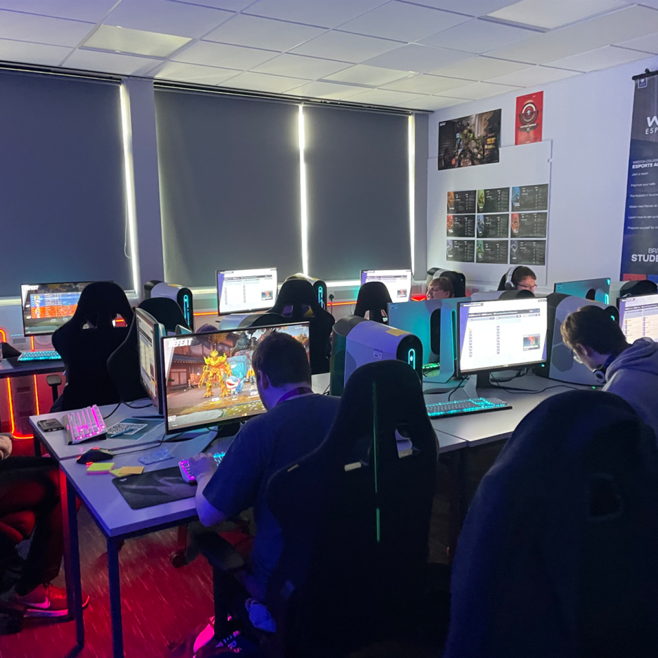 Extension Studies students playing on the Esports computers