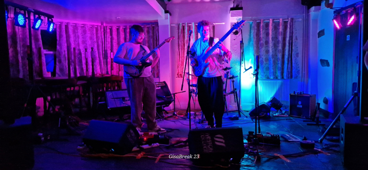 Boy band playing at a gig